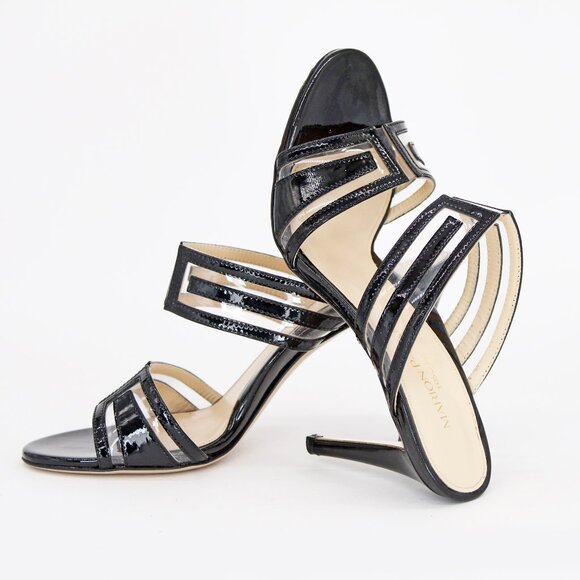 Marion Parke 'Larkin' geometric pvc slide sandals - Black - Picture 4 of 10